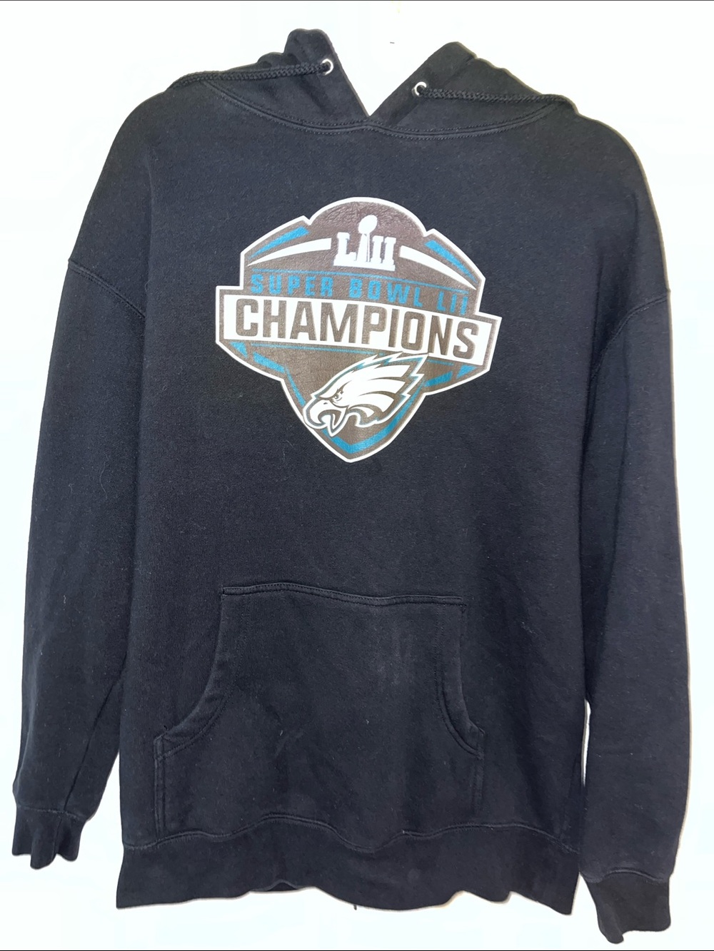 Black Philadelphia Eagles Super Bowl 52 Champions Hooded Hoodie Sweatshirt L